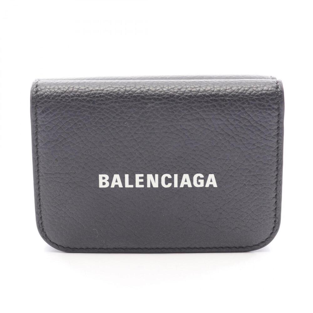 Balenciaga Cash Mini Wallet, Tri-fold Leather, Women's, Black, 593813